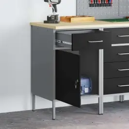 Darbnīca Melna Un Pelēka 50 X 55 X 85 Cm Pulverkrāsots Tērauds Vidaxl Darbnīca Melna Un Pelēka 50 X 55 X 85 Cm Pulverkrāsots Tērauds Vidaxl