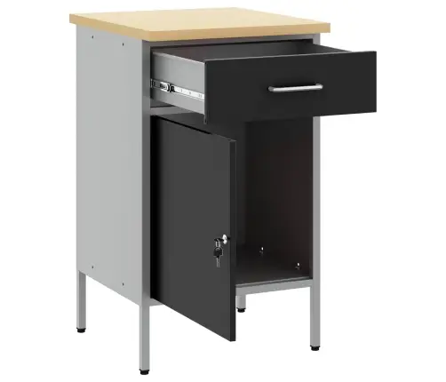 Darbnīca Melna Un Pelēka 50 X 55 X 85 Cm Pulverkrāsots Tērauds Vidaxl