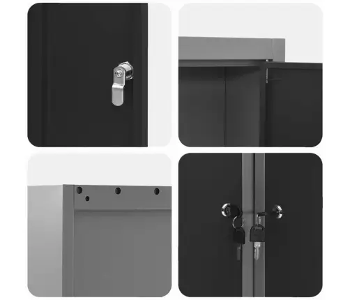 Stūra Rīku Skapītis, Sienas Montējams Un Bloķējams, Melns Tērauds Vidaxl