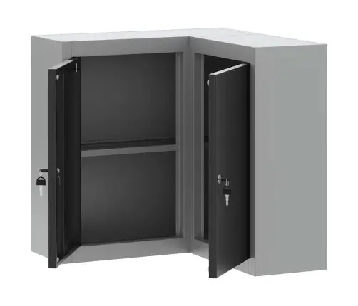 Stūra Rīku Skapītis, Sienas Montējams Un Bloķējams, Melns Tērauds Vidaxl