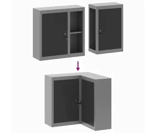 Stūra Rīku Skapītis, Sienas Montējams Un Bloķējams, Melns Tērauds Vidaxl