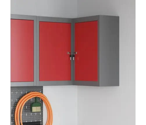 Stūra Instrumentu Skapis Pie Sienas Montējams Un Aizslēdzams Sarkans Tērauds Vidaxl