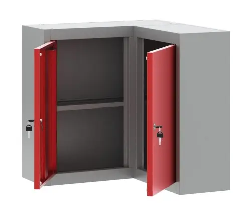 Stūra Instrumentu Skapis Pie Sienas Montējams Un Aizslēdzams Sarkans Tērauds Vidaxl