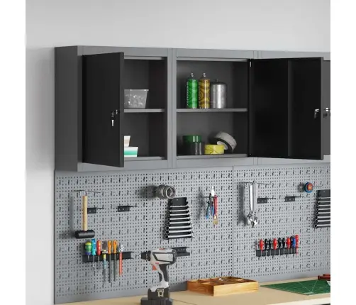 Rīku Skapītis Pie Sienas Melns 50X20X55 Cm Tērauds Vidaxl