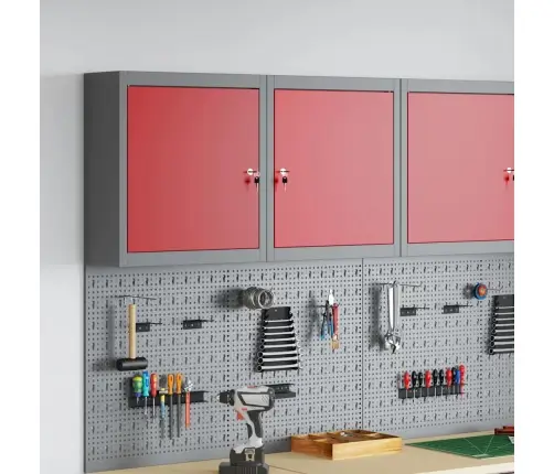 Rīku Skapis Ar Plauktu Sarkans Un Pelēks 50 X 20 X 55 Cm Vidaxl