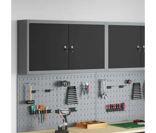 Rīku Skapis Ar Plauktu Melns Un Pelēks 50 X 20 X 55 Cm Vidaxl