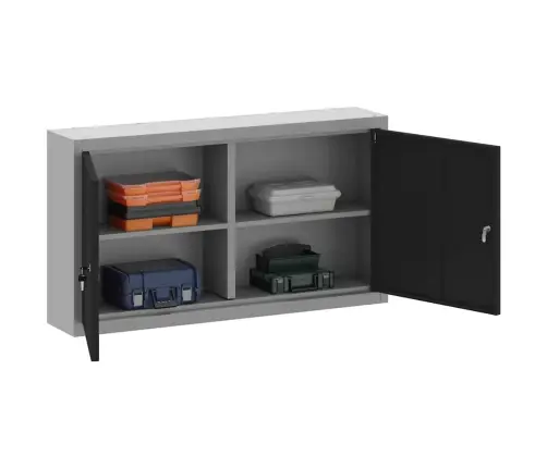 Rīku Skapis Ar Plauktu Melns Un Pelēks 50 X 20 X 55 Cm Vidaxl