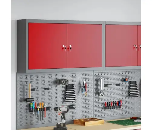 Rīku Skapis Ar Plauktu Sarkans Un Pelēks 50 X 20 X 55 Cm Vidaxl