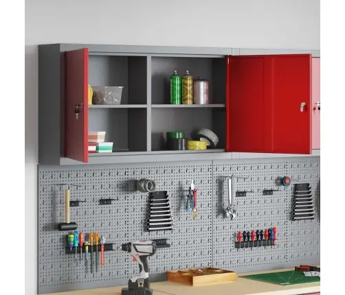 Rīku Skapis Ar Plauktu Sarkans Un Pelēks 50 X 20 X 55 Cm Vidaxl