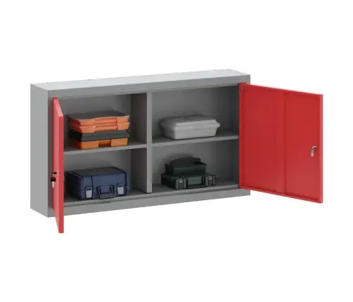 Rīku Skapis Ar Plauktu Sarkans Un Pelēks 50 X 20 X 55 Cm Vidaxl