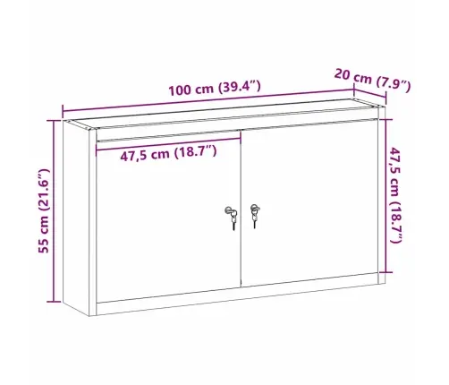 Rīku Skapis Ar Plauktu Sarkans Un Pelēks 50 X 20 X 55 Cm Vidaxl