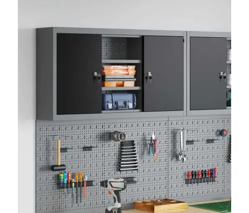 Tööriistakapp Riiuliga Lukuga Must Ja Hall 50 X 20 X 55 Cm