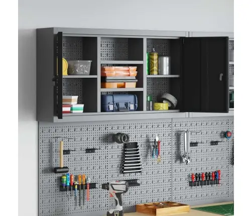 Tööriistakapp Riiuliga Lukuga Must Ja Hall 50 X 20 X 55 Cm