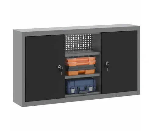 Tööriistakapp Riiuliga Lukuga Must Ja Hall 50 X 20 X 55 Cm