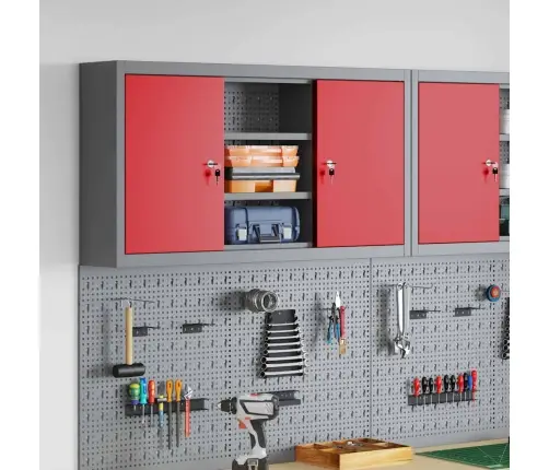 Rīku Skapis Ar Plauktu Sarkans Un Pelēks 50 X 20 X 55 Cm Vidaxl