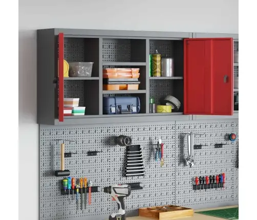 Rīku Skapis Ar Plauktu Sarkans Un Pelēks 50 X 20 X 55 Cm Vidaxl