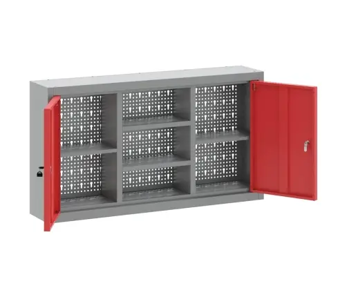 Rīku Skapis Ar Plauktu Sarkans Un Pelēks 50 X 20 X 55 Cm Vidaxl