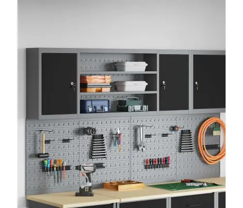 Rīku Skapis Ar Plauktu Melns Un Pelēks 50 X 20 X 55 Cm Vidaxl