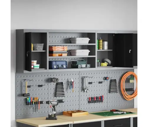 Rīku Skapis Ar Plauktu Melns Un Pelēks 50 X 20 X 55 Cm Vidaxl