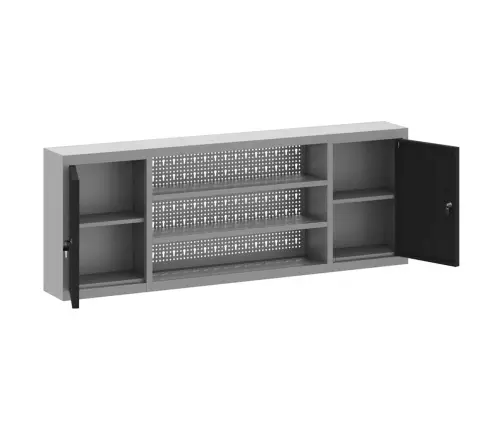 Rīku Skapis Ar Plauktu Melns Un Pelēks 50 X 20 X 55 Cm Vidaxl