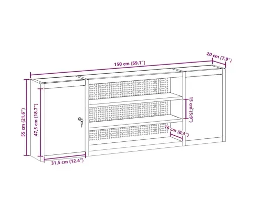 Rīku Skapis Ar Plauktu Melns Un Pelēks 50 X 20 X 55 Cm Vidaxl