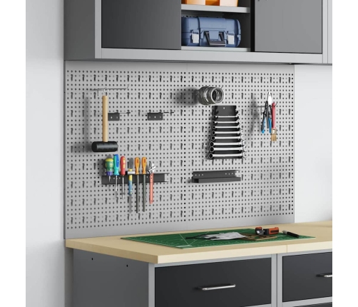 Pegboardi 2 Gabalos Ar 8 Piederumiem, Pelēki, 50X60 Cm, Tērauds Vidaxl