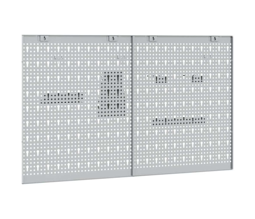 Pegboardi 2 Gabalos Ar 8 Piederumiem, Pelēki, 50X60 Cm, Tērauds Vidaxl