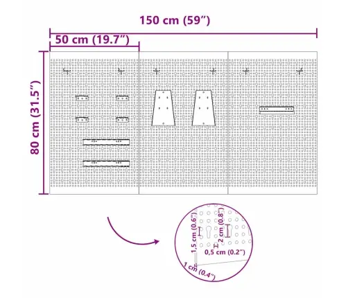 Laopink 3 Pcs Hall 150 X 1 X 80 Cm Pulbervärvitud Teras
