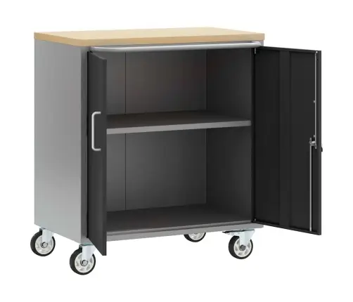 Töökoja Pink Riiuliga Rattaga Must Ja Hall 75 X 45 X 85 Cm