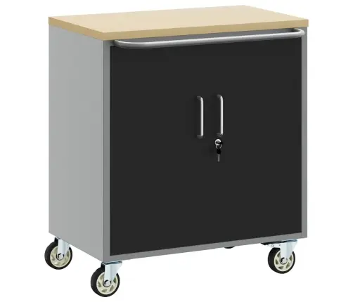 Rīku Skapītis Ar Ritenīšiem Un Slēdzamu, Melns, 75X45X85 Cm, Tērauds Vidaxl