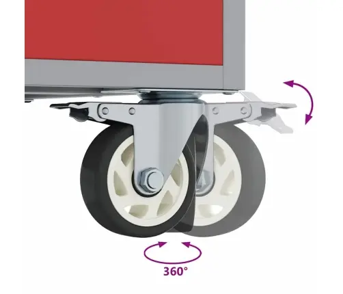 Töökoja Pink Sahtliga Rattaga Punane Ja Hall 75 X 45 X 85 Cm