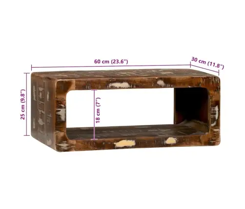 Tv Skapis Ar Plauktu Daudzkrāsains Pārstrādāts Masīvkoks Vidaxl