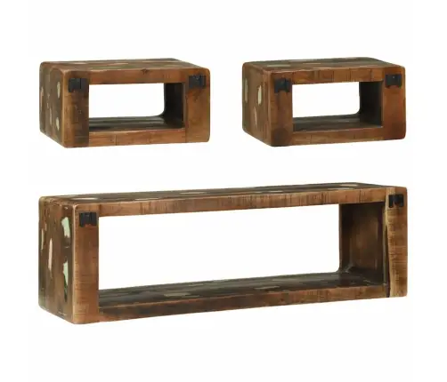 Tv Spintelių Komplektas 3 Pcs Perdirbtos Medienos Masyvas