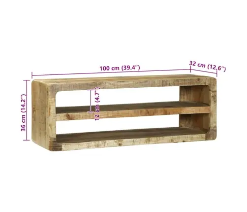 Tv Skapis Ar Plauktu Brūna 100 X 32 X 36 Cm Mango Masīvkoks Vidaxl