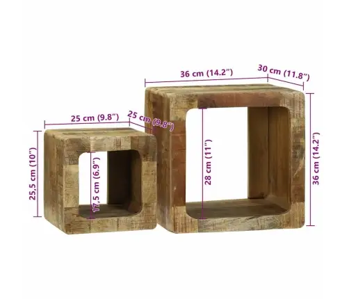 Tv Vienetas 2 Pcs Ruda Nešlifuotos Mango Medienos Masyvas Tv Vienetas 2 Pcs Ruda Nešlifuotos Mango Medienos Masyvas