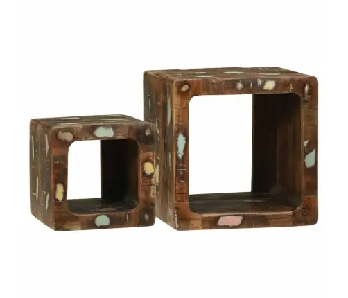 Tv Vienība Ar Plauktu 2 Pcs Daudzkrāsains Pārstrādāts Masīvkoks Vidaxl