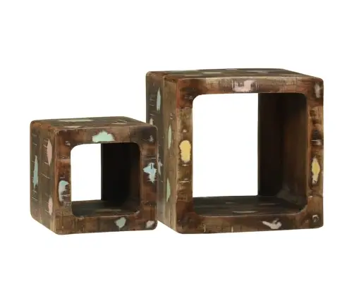 Tv Vienība Ar Plauktu 2 Pcs Daudzkrāsains Pārstrādāts Masīvkoks Vidaxl