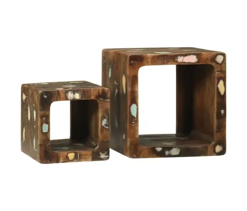 Tv Vienība Ar Plauktu 2 Pcs Daudzkrāsains Pārstrādāts Masīvkoks Vidaxl