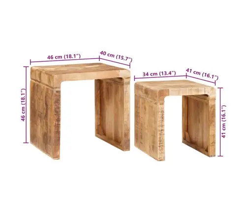 Galdiņi Brūna Mango Masīvkoks Vidaxl