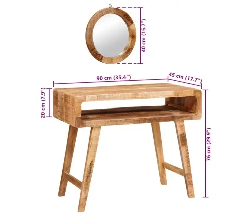 Dressing Galds Ar Plauktu Brūna 90 X 76 X 45 Cm Mango Masīvkoks Vidaxl