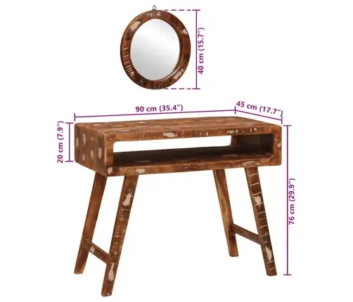 Riietumislaud Pruun 90 X 76 X 45 Cm Tugev Taastatud Puit