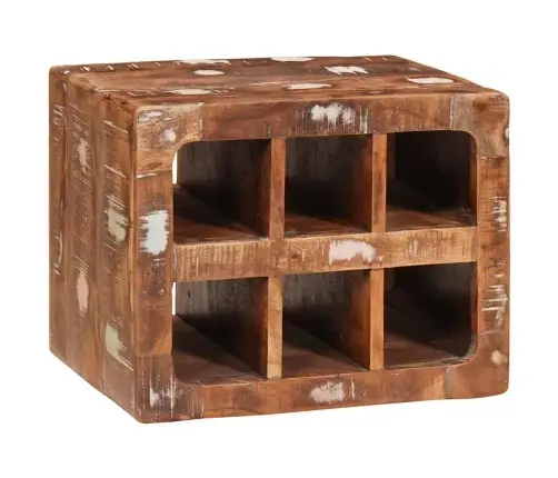 Vīna Plaukts Brūna 44 X 30 X 35 Cm Cieta Atjaunota Koksne Vidaxl