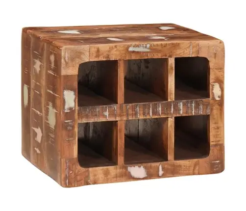 Vīna Plaukts Brūna 44 X 30 X 35 Cm Cieta Atjaunota Koksne Vidaxl