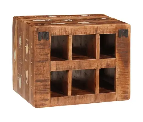 Vīna Plaukts Brūna 44 X 30 X 35 Cm Cieta Atjaunota Koksne Vidaxl