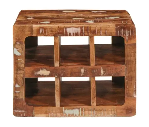 Vīna Plaukts Brūna 44 X 30 X 35 Cm Cieta Atjaunota Koksne Vidaxl