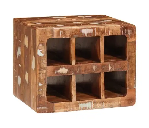 Vīna Plaukts Brūna 44 X 30 X 35 Cm Cieta Atjaunota Koksne Vidaxl