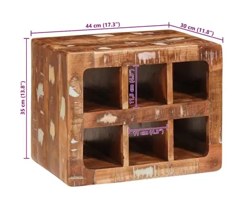 Vīna Plaukts Brūna 44 X 30 X 35 Cm Cieta Atjaunota Koksne Vidaxl