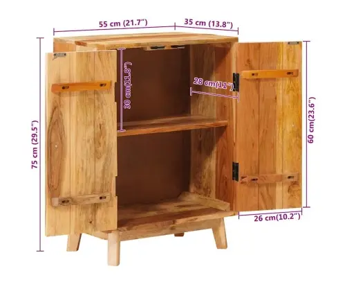 Ladustamiskapid Riiuliga Pruun 55 X 35 X 75 Cm Tugev Mango Puu
