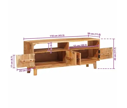 Ladustamiskapid Uksega Pruun 110 X 30 X 45 Cm Tugev Mango Puu