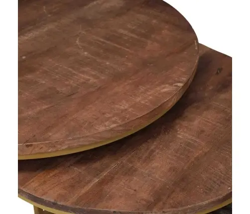 Ligzdojošie Kafijas Galdi 3 Pcs Cieta Mango Koks Un Tērauds Vidaxl